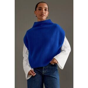 BY ANTHROPOLOGIE Oversized Ribbed Cashmere Sweater Vest Dark Blue Women's XS